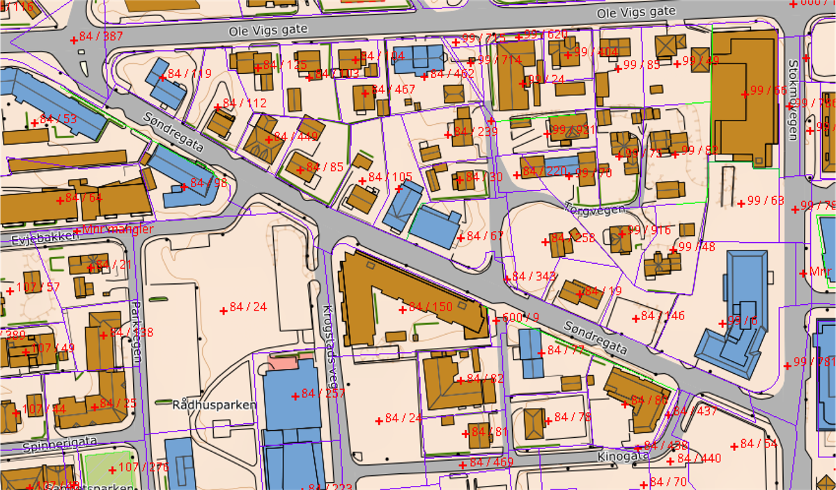 Kart over Søndregata - Klikk for stort bilde