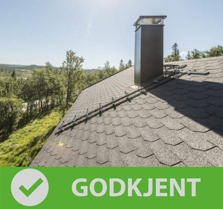 En takstige på et pappshingeltak. - Klikk for stort bilde