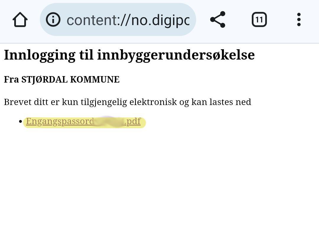 Trykk på lenken der det står Engangspassord - Klikk for stort bilde